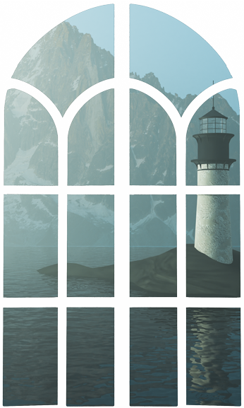 Daytime Lighthouse through Window