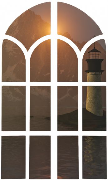 Sunset Lighthouse through Window